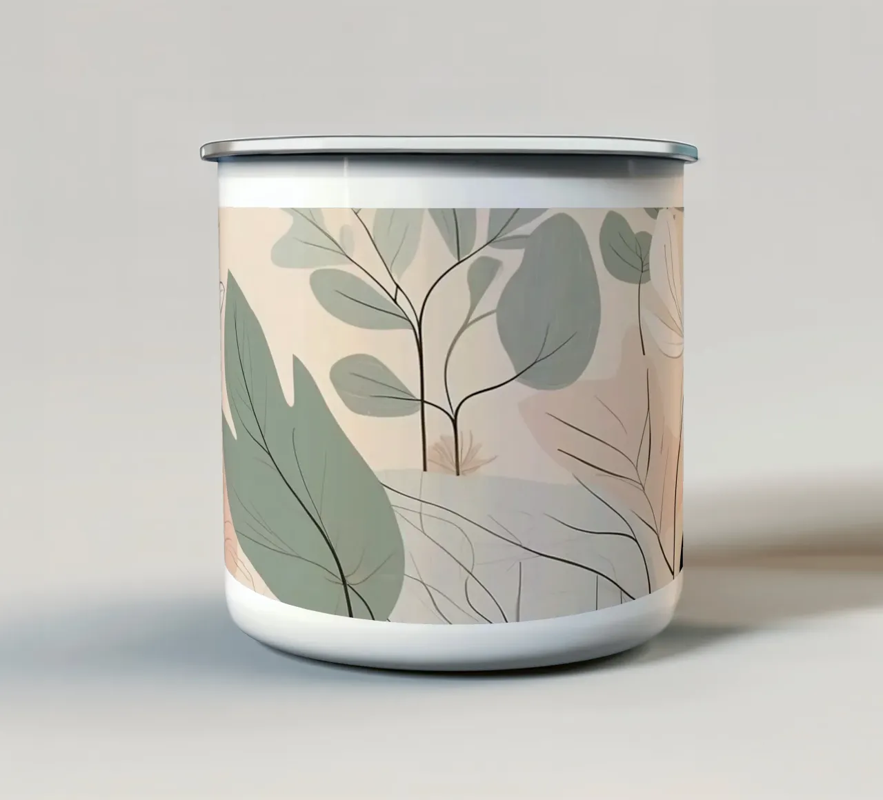 Elegante illustrazione botanica di varie piante arte tazza in smalto da DesignDoodle