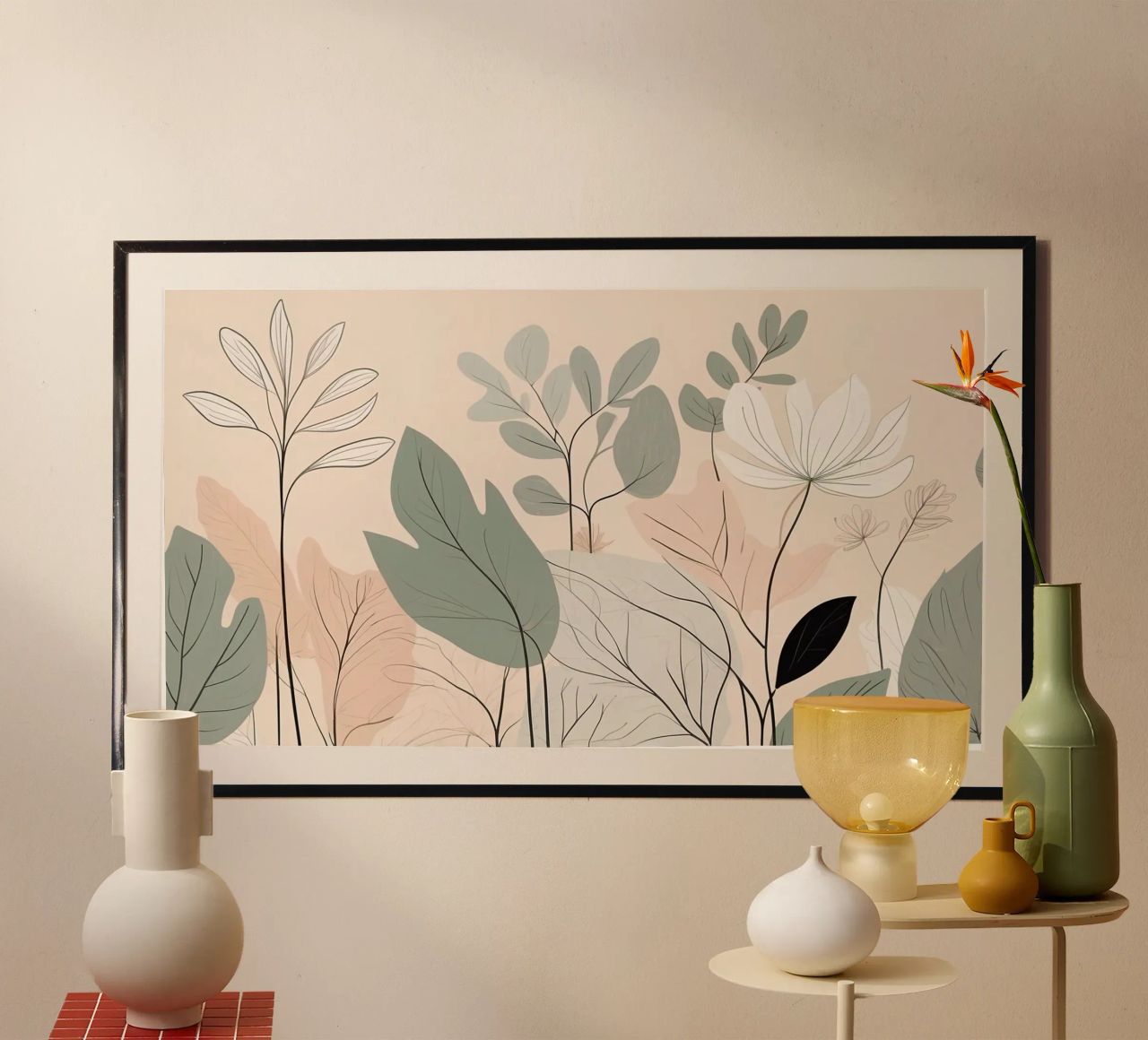 Elegant botanical illustration of various plants art poster by DesignDoodle