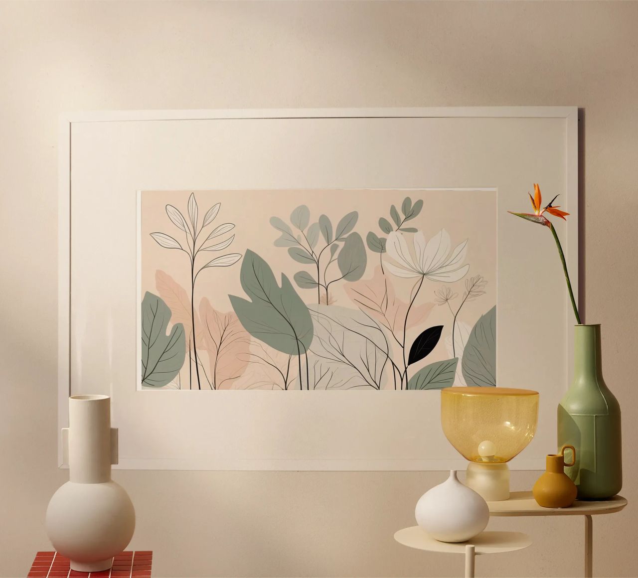 Elegant botanical illustration of various plants art poster by DesignDoodle