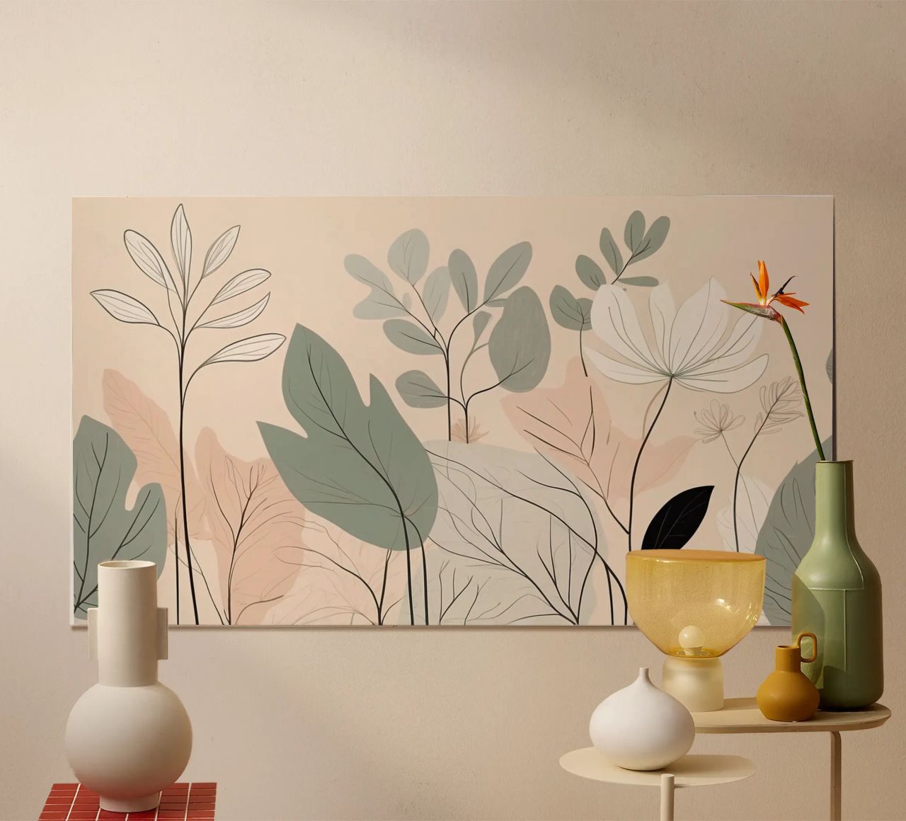 Elegant botanical illustration of various plants art poster by DesignDoodle