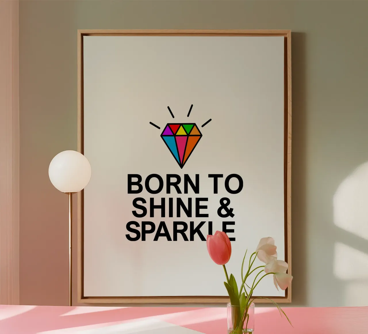 Born to shine and sparkle tela con Cornice a cassetta da baobabprintstore