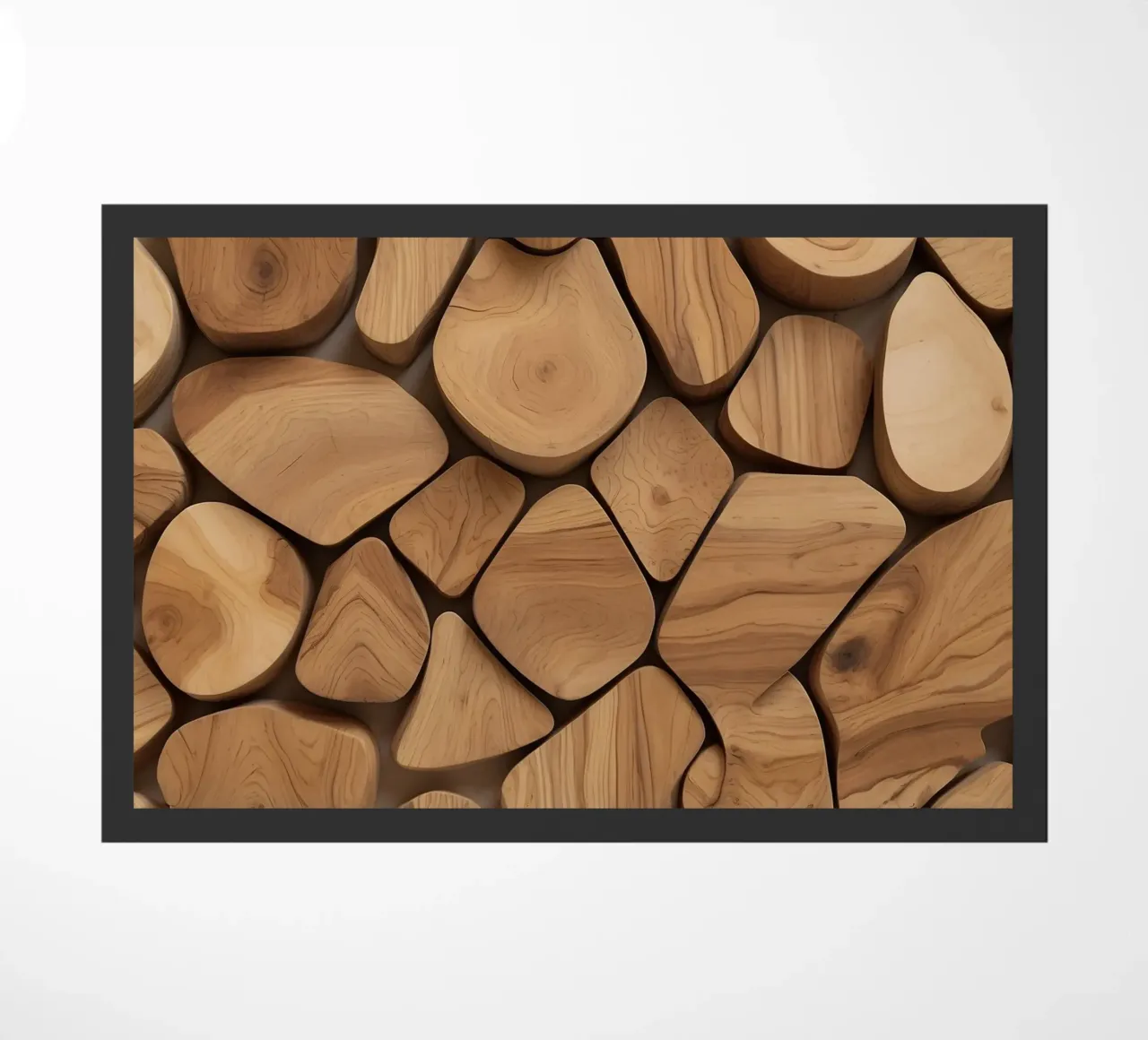 Disposizione unica di pezzi di legno lucidato che mettono in mostra l'arte zerbino da DesignDoodle