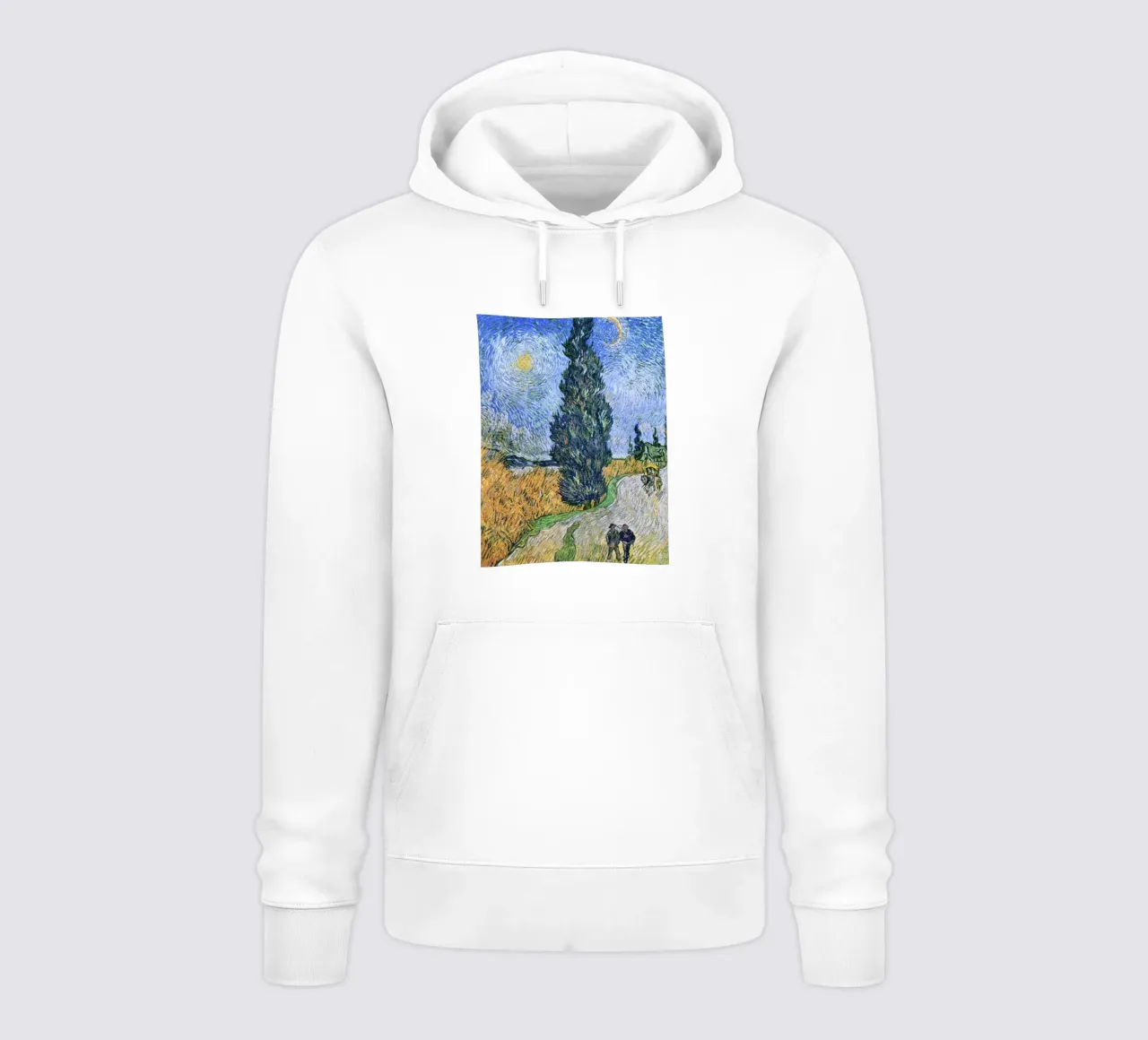 Strada con cipresso e stella di Vincent van Gogh (1890) felpa con cappuccio da Venus Art