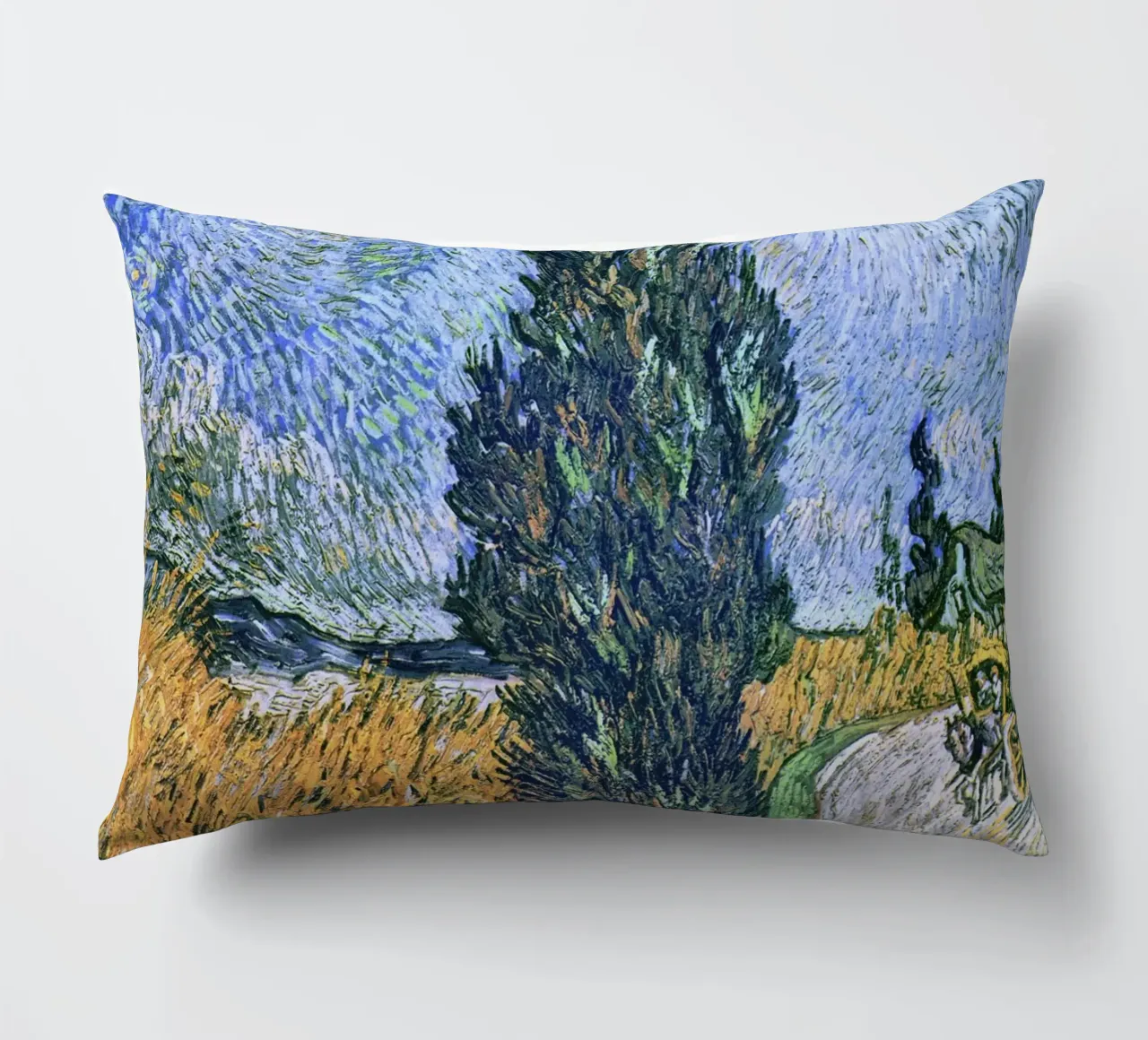 Strada con cipresso e stella di Vincent van Gogh (1890) cuscino da Venus Art