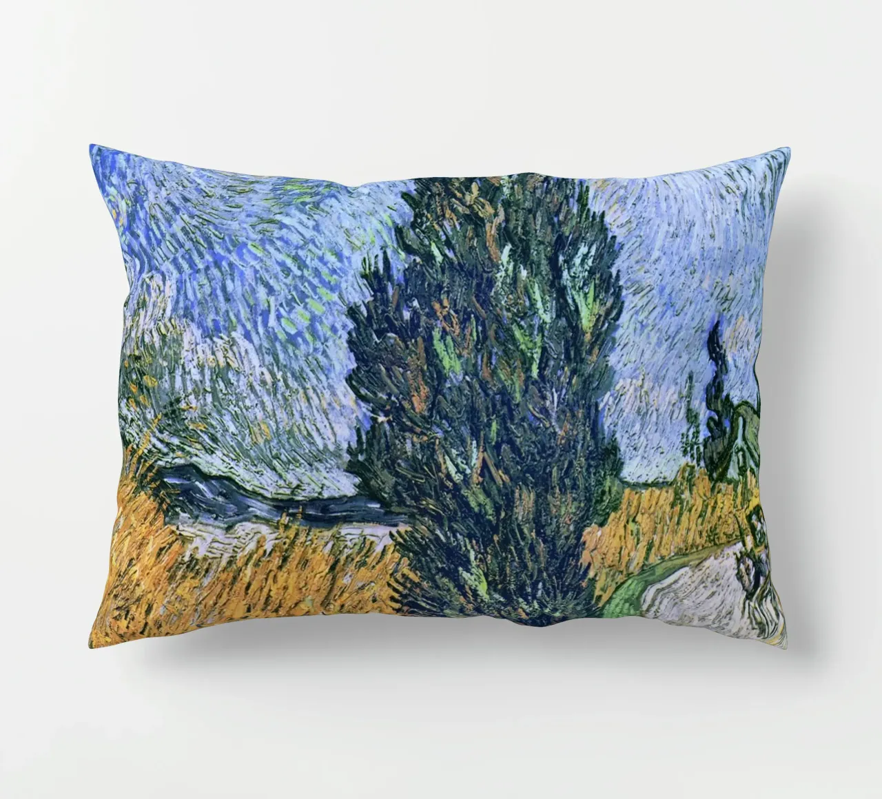 Strada con cipresso e stella di Vincent van Gogh (1890) cuscino da Venus Art