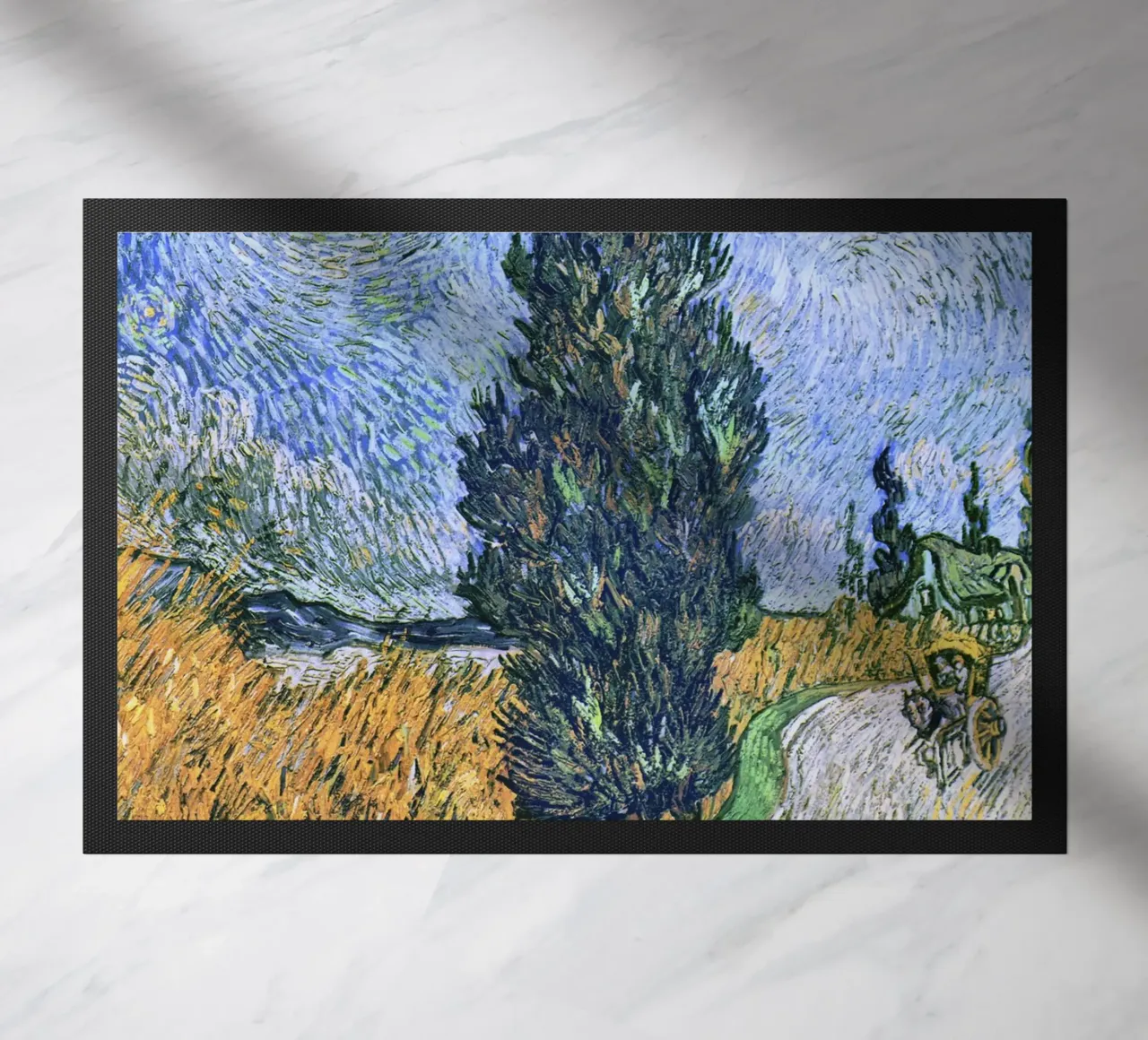 Strada con cipresso e stella di Vincent van Gogh (1890) zerbino da Venus Art