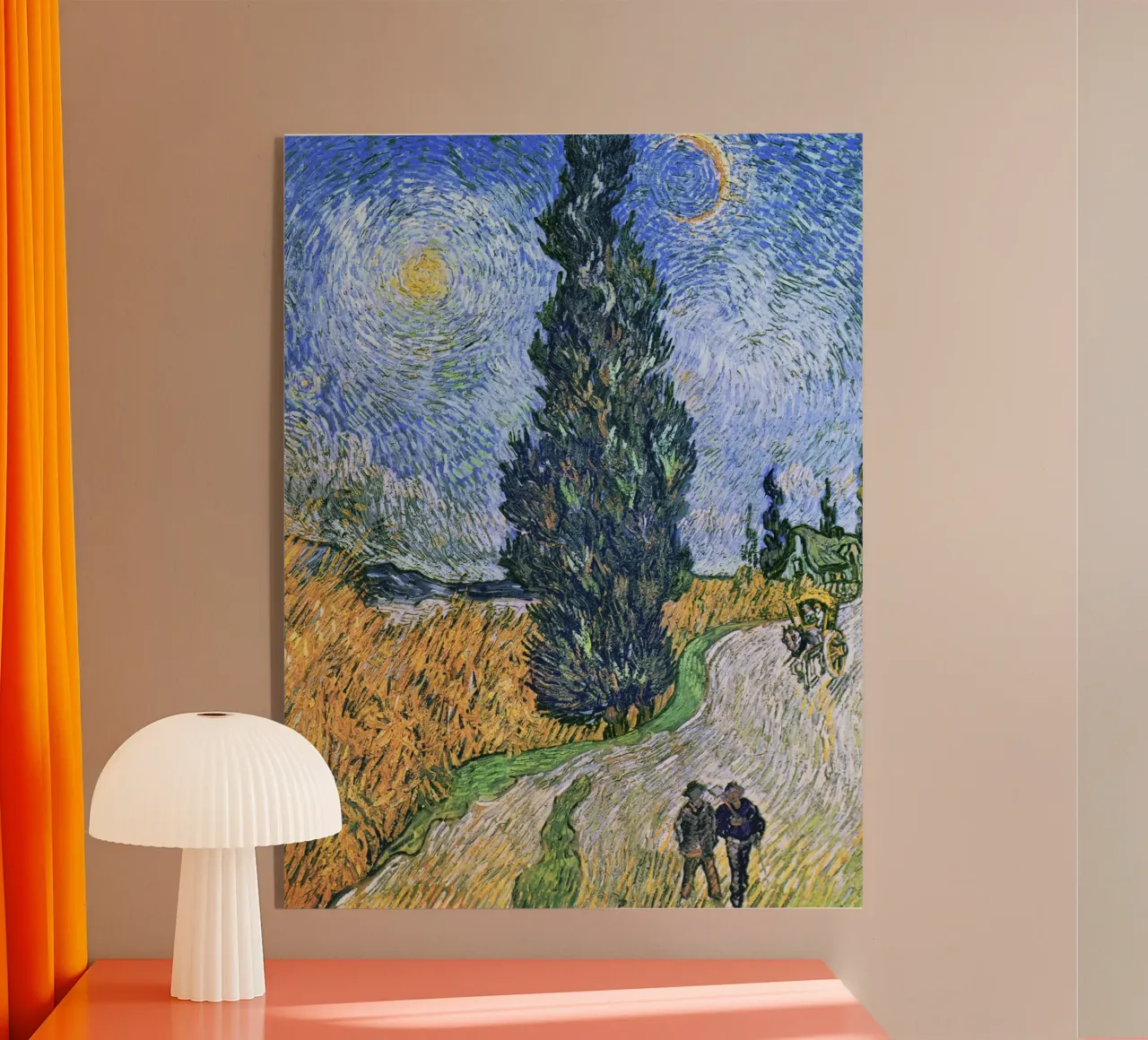 Vincent van Goghs Straße mit Zypresse und Stern (1890) Acryl-Glas von Venus Art