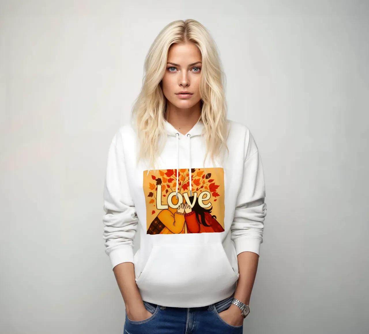 Un'opera d'arte che simboleggia l'unità e l'amore, utilizzando le calde tonalità della terra. felpa con cappuccio da DesignDoodle