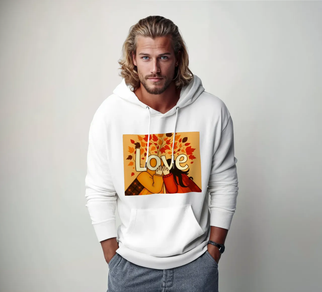 Un'opera d'arte che simboleggia l'unità e l'amore, utilizzando le calde tonalità della terra. felpa con cappuccio da DesignDoodle