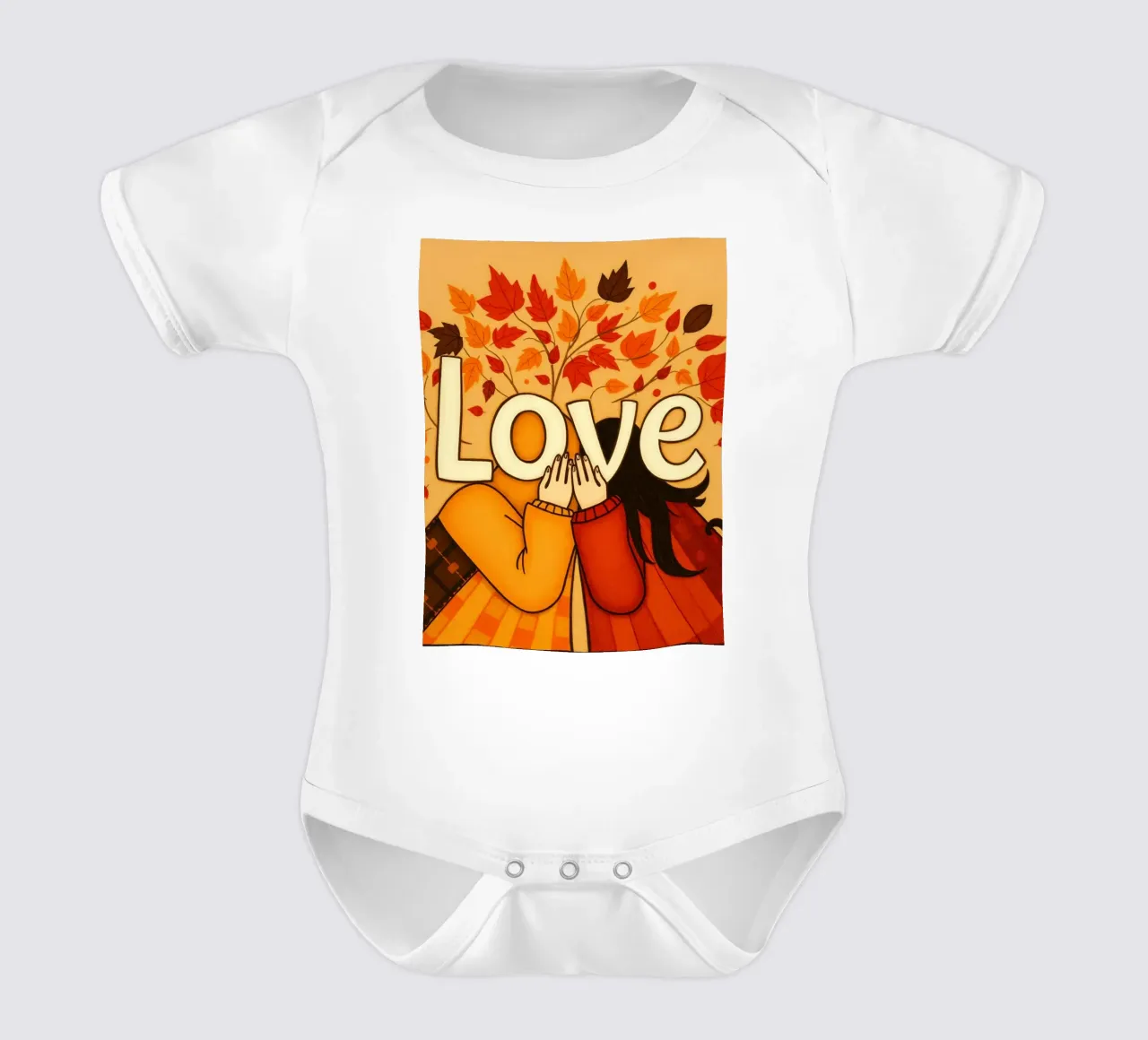 An artwork symbolizing unity and love, utilizing warm earthy short-sleeve baby romper by DesignDoodle
