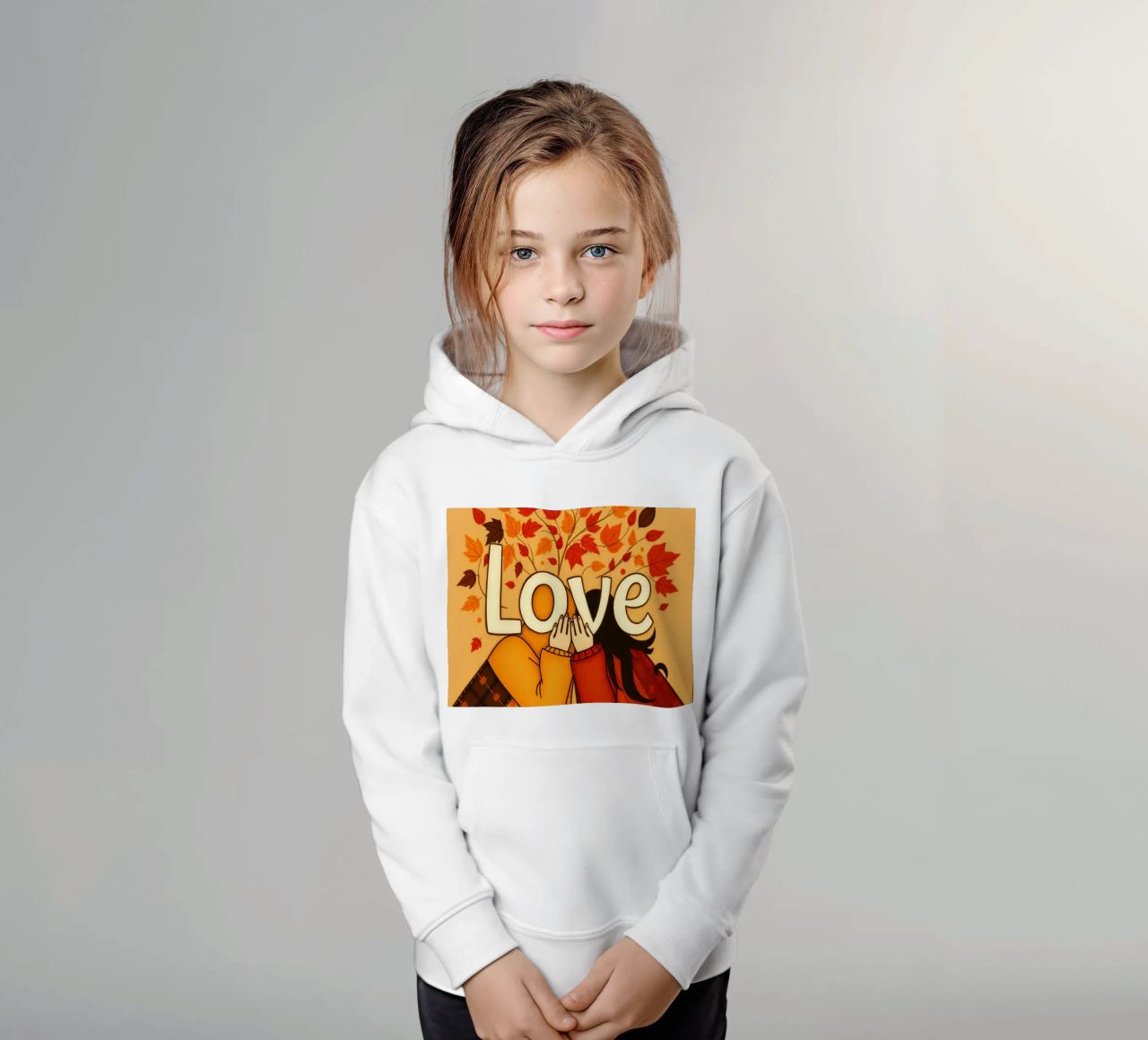 Un'opera d'arte che simboleggia l'unità e l'amore, utilizzando le calde tonalità della terra. felpa bambino con cappuccio da DesignDoodle