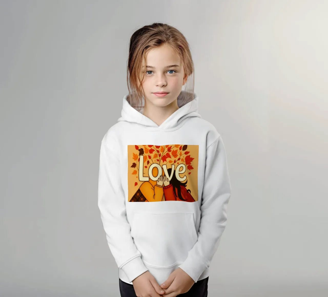 Un'opera d'arte che simboleggia l'unità e l'amore, utilizzando le calde tonalità della terra. felpa bambino con cappuccio da DesignDoodle