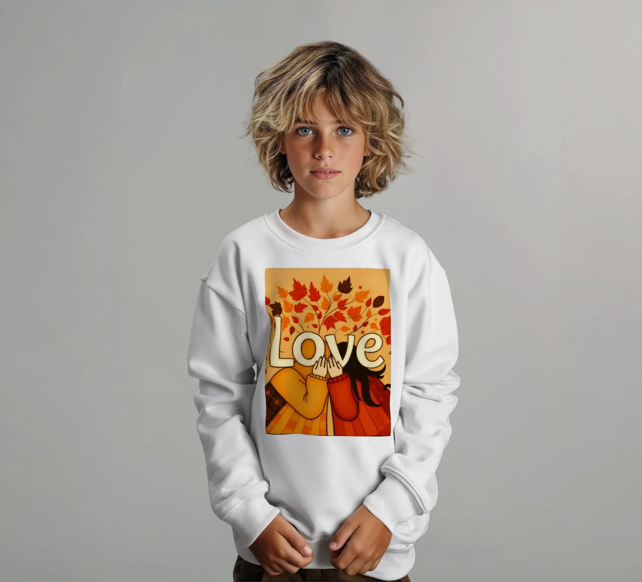 Un'opera d'arte che simboleggia l'unità e l'amore, utilizzando le calde tonalità della terra. felpa bambino da DesignDoodle