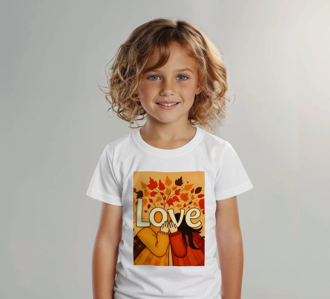 Un'opera d'arte che simboleggia l'unità e l'amore, utilizzando le calde tonalità della terra. t-shirt bambini da DesignDoodle