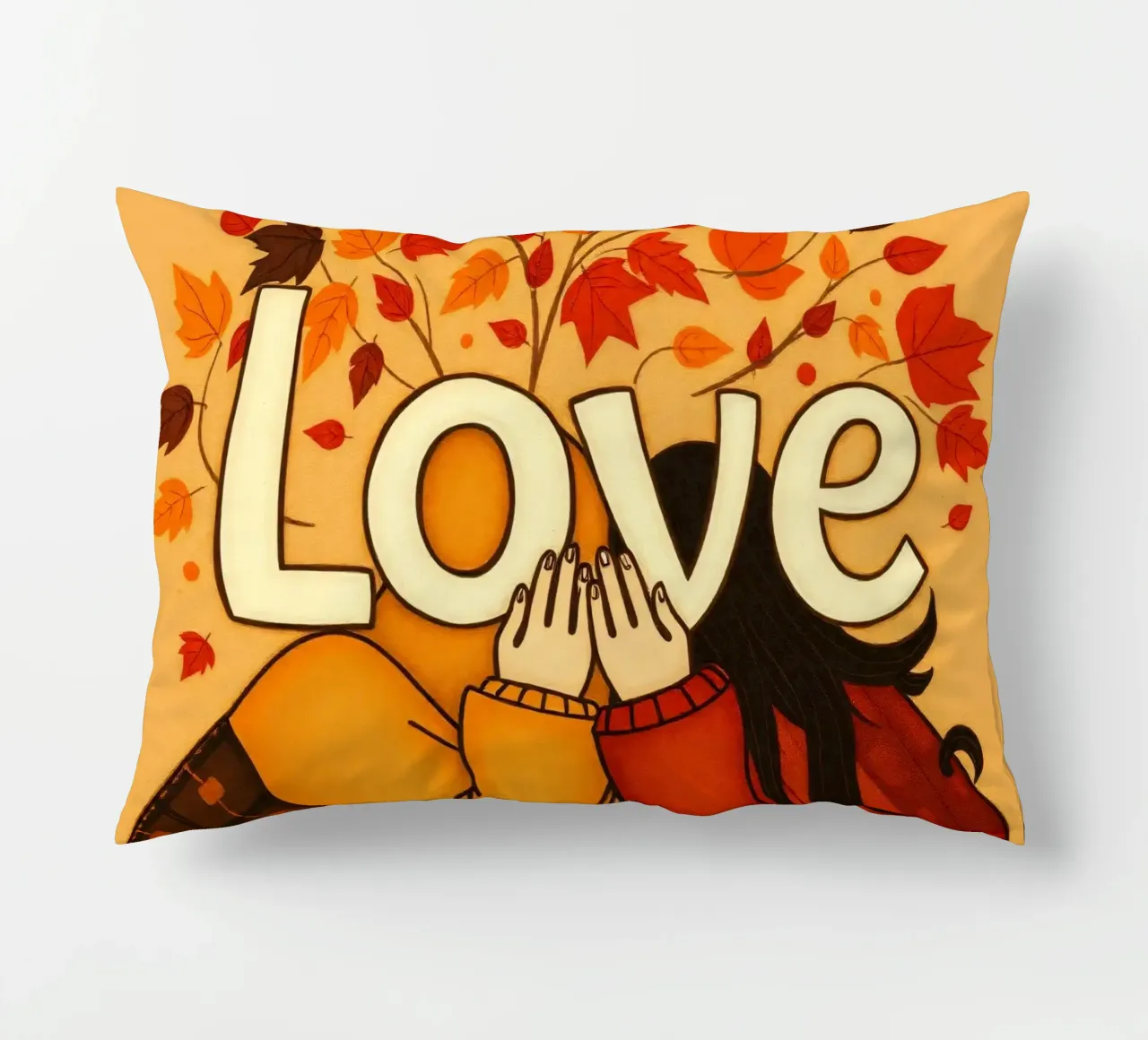 An artwork symbolizing unity and love, utilizing warm earthy decorative cushion by DesignDoodle