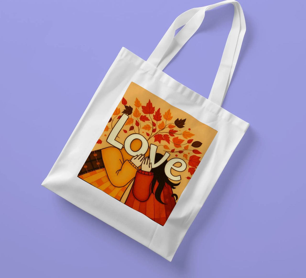 Un'opera d'arte che simboleggia l'unità e l'amore, utilizzando le calde tonalità della terra. borsa in juta da DesignDoodle