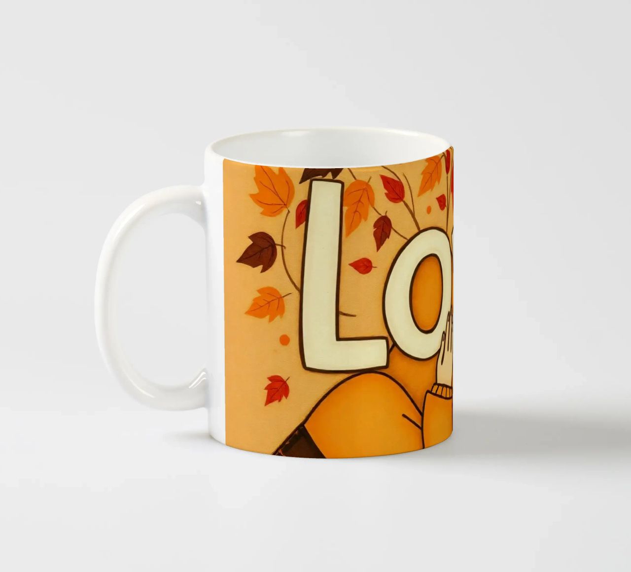Un'opera d'arte che simboleggia l'unità e l'amore, utilizzando le calde tonalità della terra. tazza in ceramica da DesignDoodle