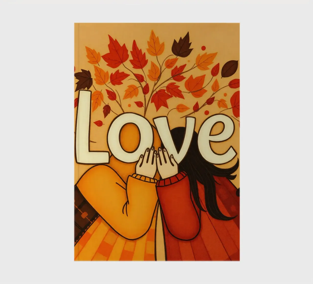 Ein Kunstwerk, das Einheit und Liebe symbolisiert und warme, erdige Farben verwendet. Notizbuch von DesignDoodle