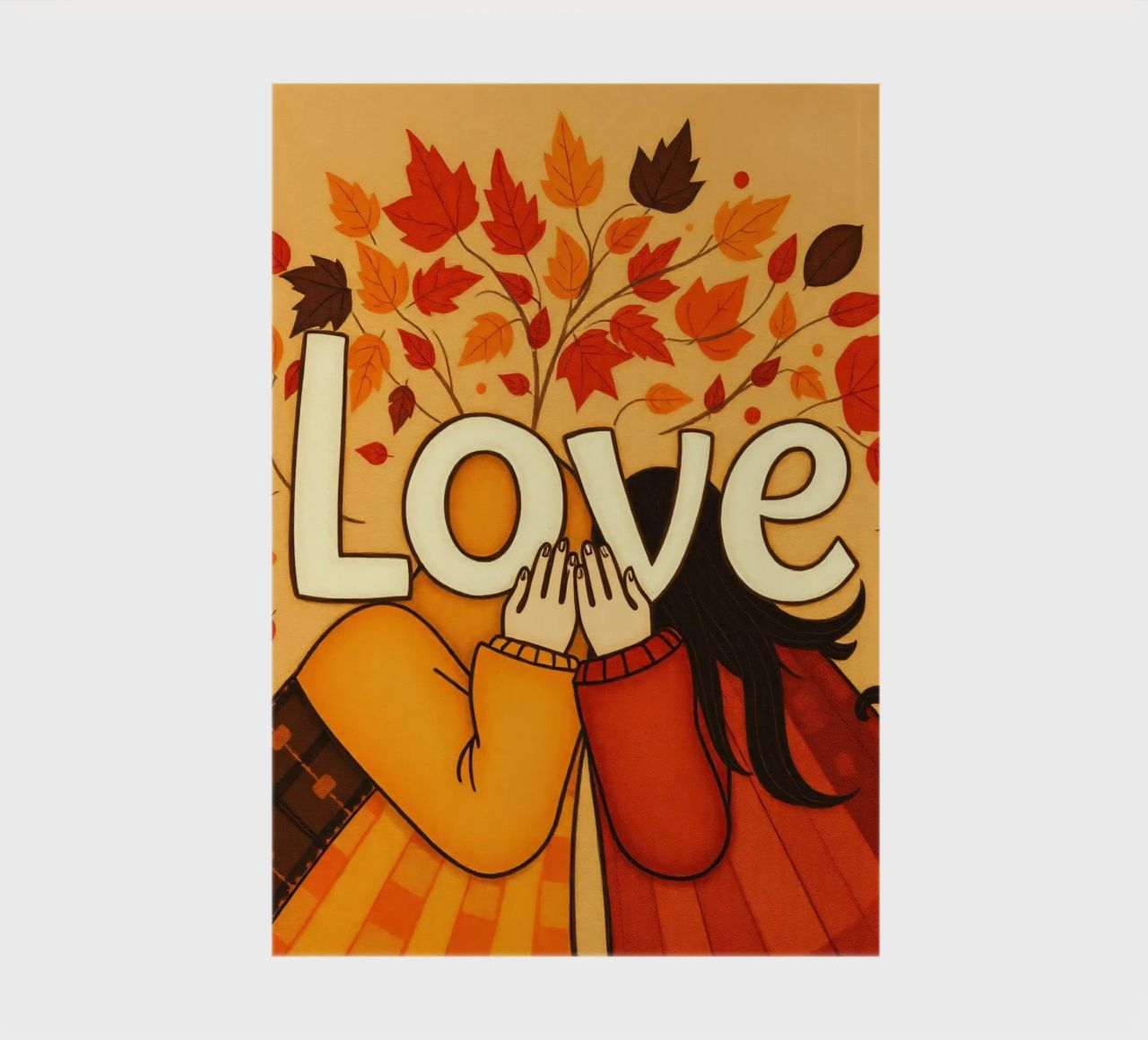 Un'opera d'arte che simboleggia l'unità e l'amore, utilizzando le calde tonalità della terra. diario da DesignDoodle