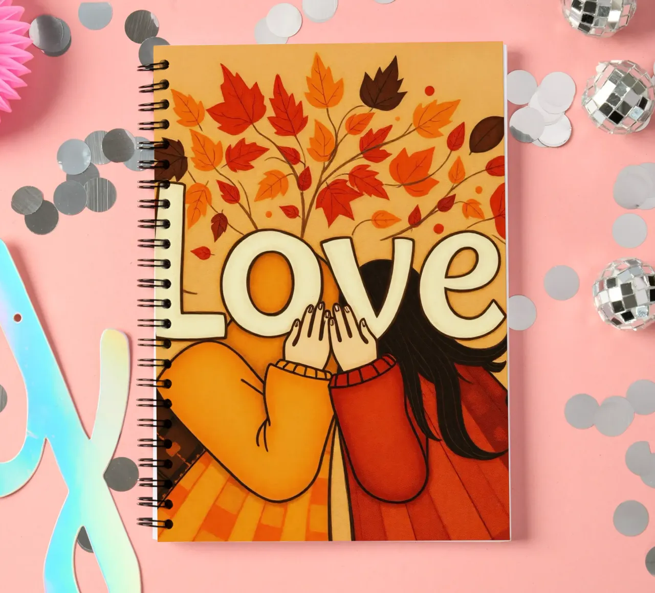 An artwork symbolizing unity and love, utilizing warm earthy spiral notebook by DesignDoodle
