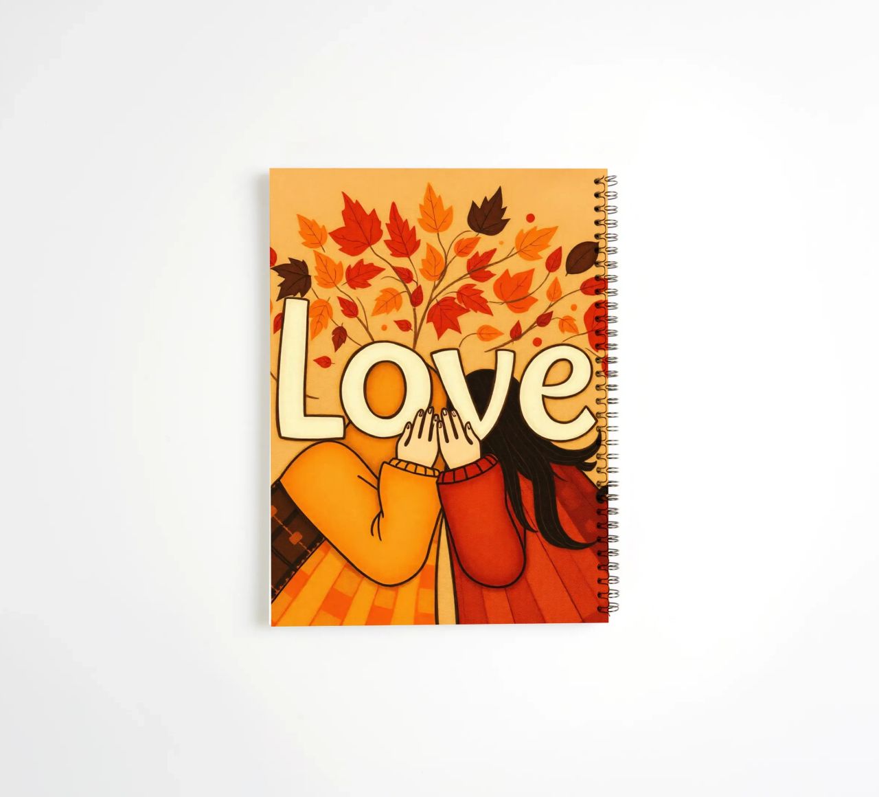 Un'opera d'arte che simboleggia l'unità e l'amore, utilizzando le calde tonalità della terra. diario ad anelli da DesignDoodle