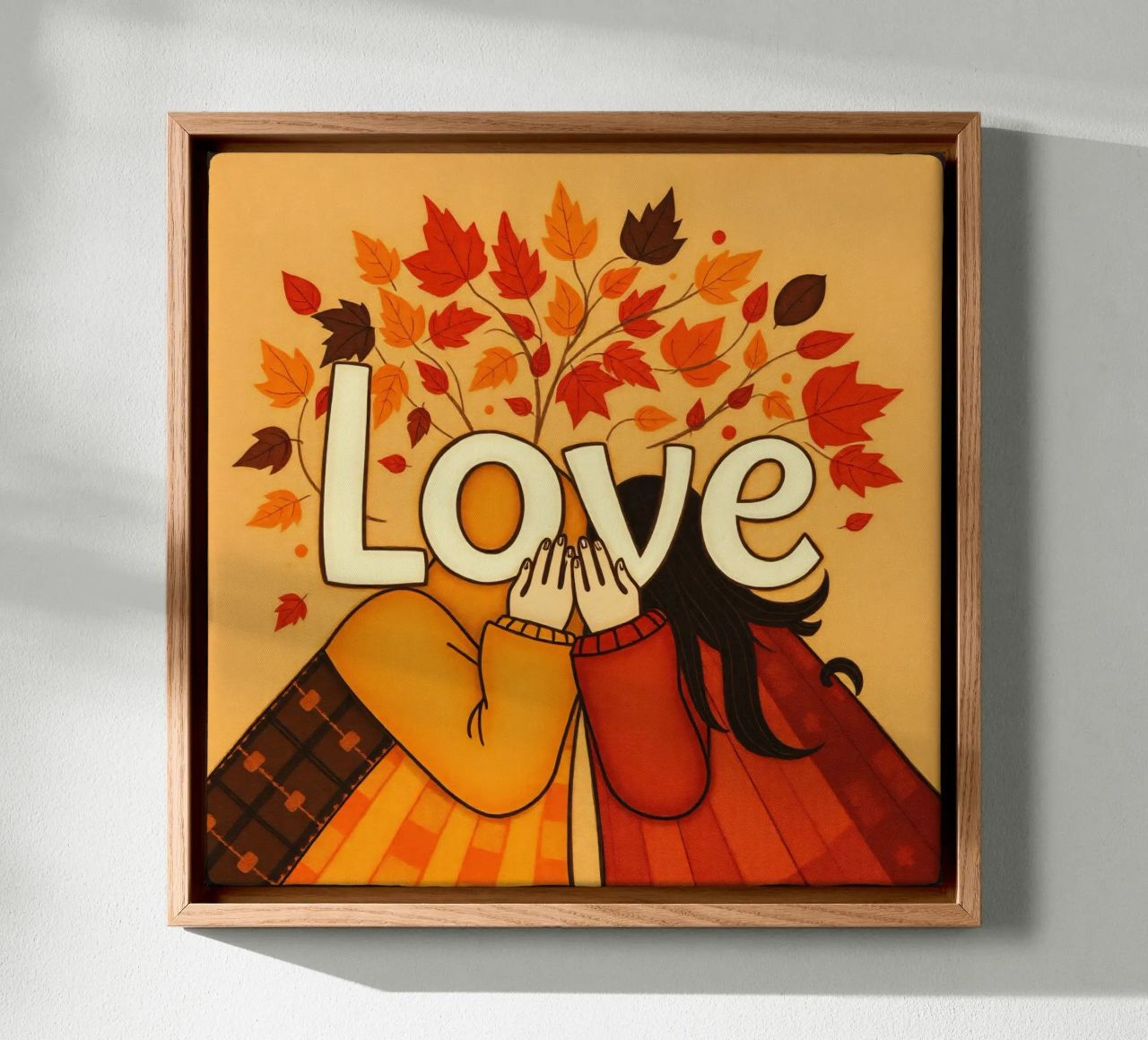 Un'opera d'arte che simboleggia l'unità e l'amore, utilizzando le calde tonalità della terra. tela da DesignDoodle