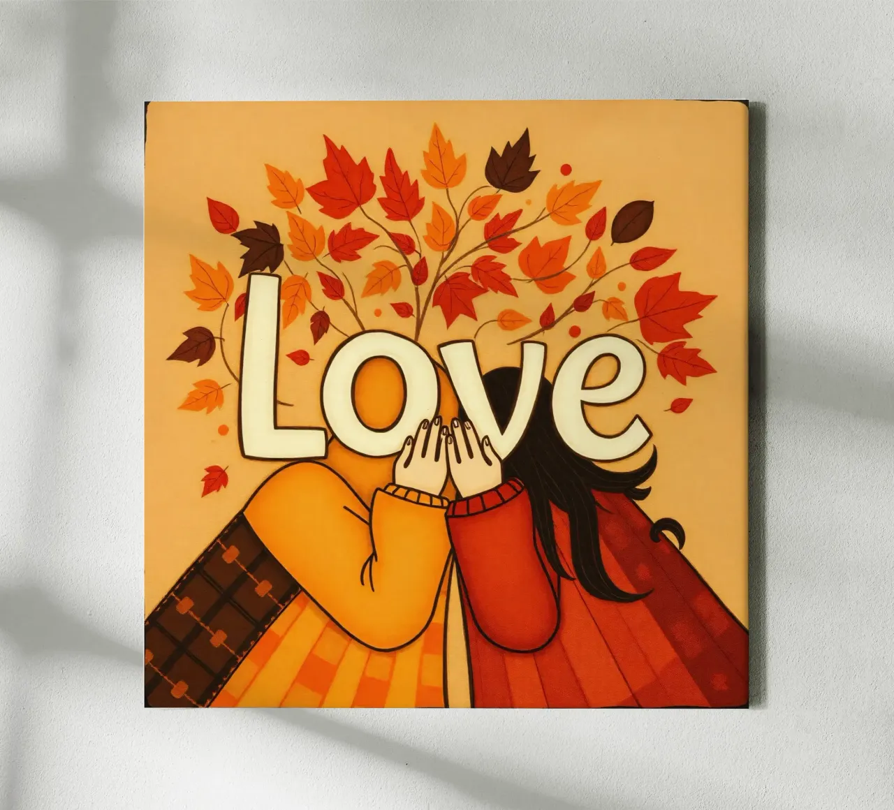 An artwork symbolizing unity and love, utilizing warm earthy canvas by DesignDoodle