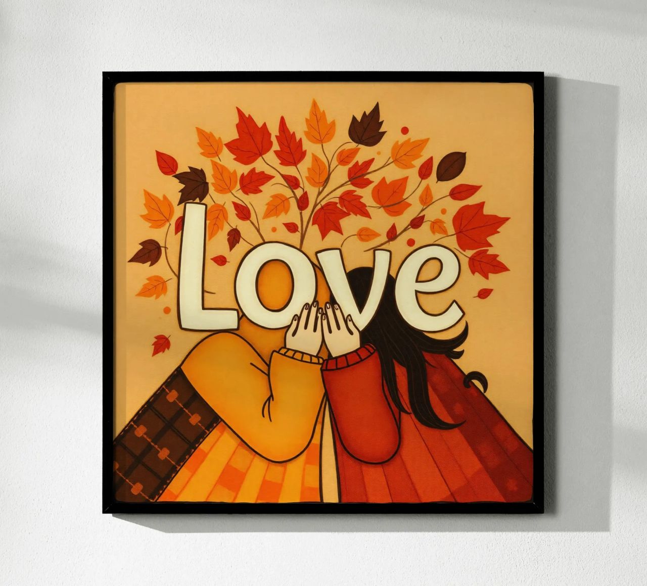 Un'opera d'arte che simboleggia l'unità e l'amore, utilizzando le calde tonalità della terra. carta hahnemühle da DesignDoodle