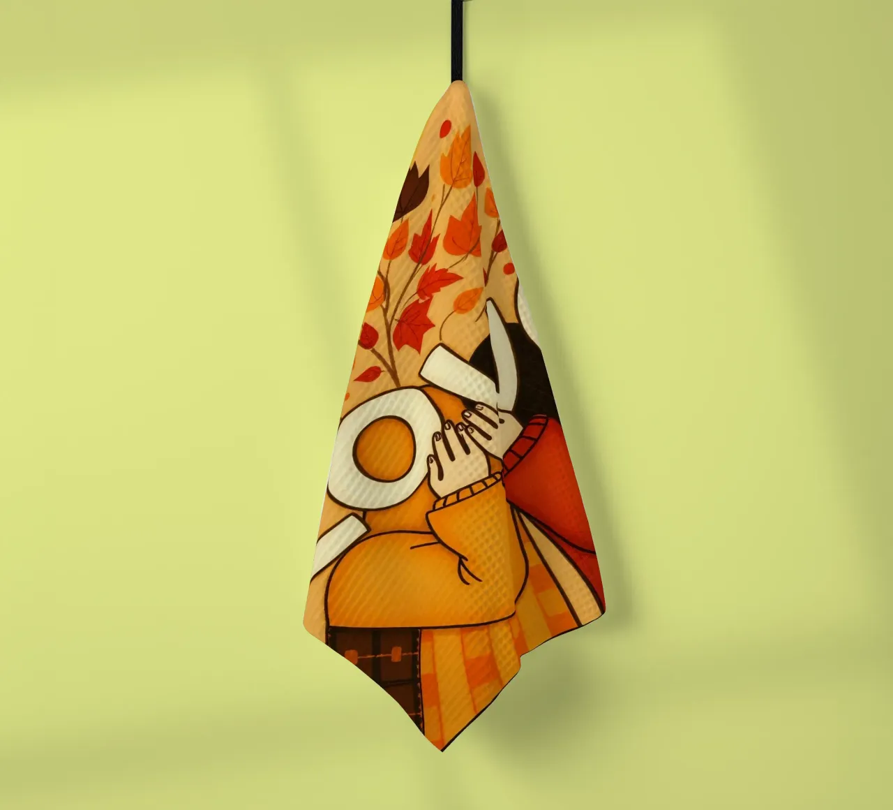 An artwork symbolizing unity and love, utilizing warm earthy tea towel by DesignDoodle