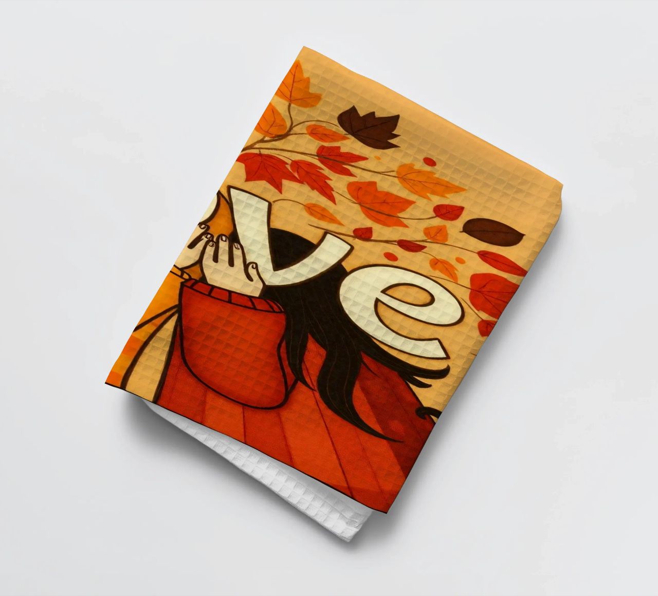 Un'opera d'arte che simboleggia l'unità e l'amore, utilizzando le calde tonalità della terra. canovaccio da cucina da DesignDoodle