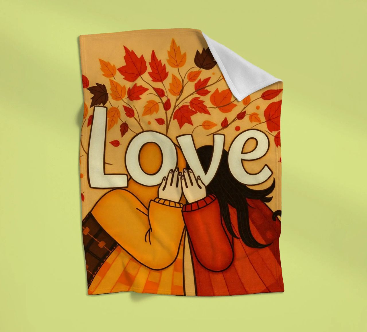 Un'opera d'arte che simboleggia l'unità e l'amore, utilizzando le calde tonalità della terra. coperta in pile da DesignDoodle