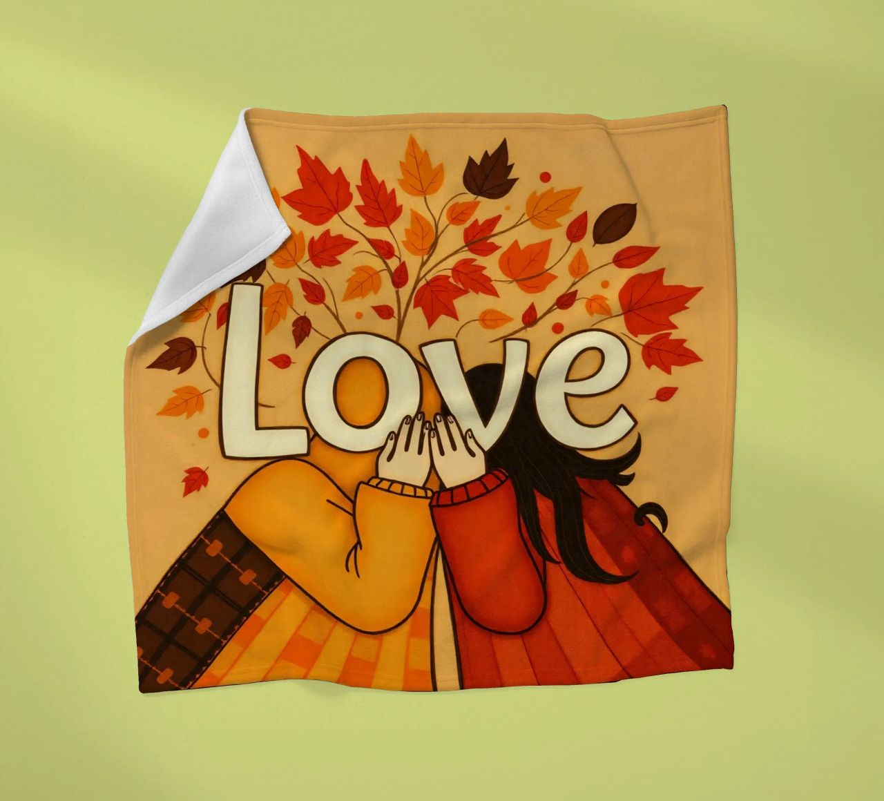 Un'opera d'arte che simboleggia l'unità e l'amore, utilizzando le calde tonalità della terra. coperta in pile da DesignDoodle