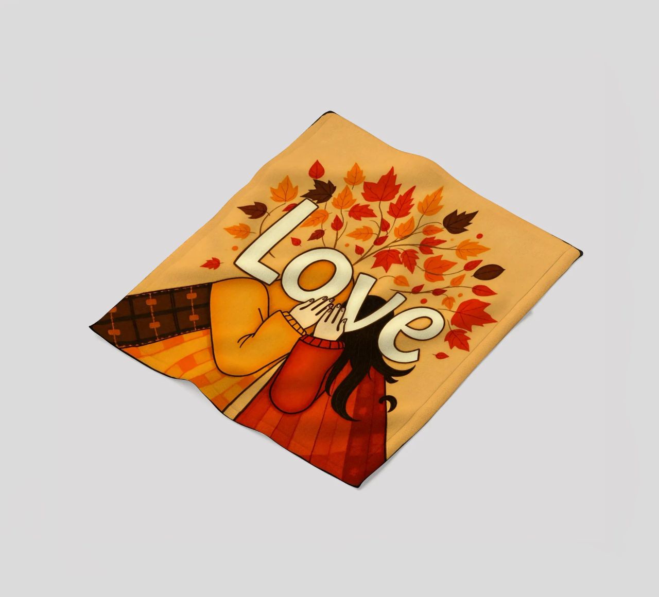 Un'opera d'arte che simboleggia l'unità e l'amore, utilizzando le calde tonalità della terra. coperta in pile da DesignDoodle