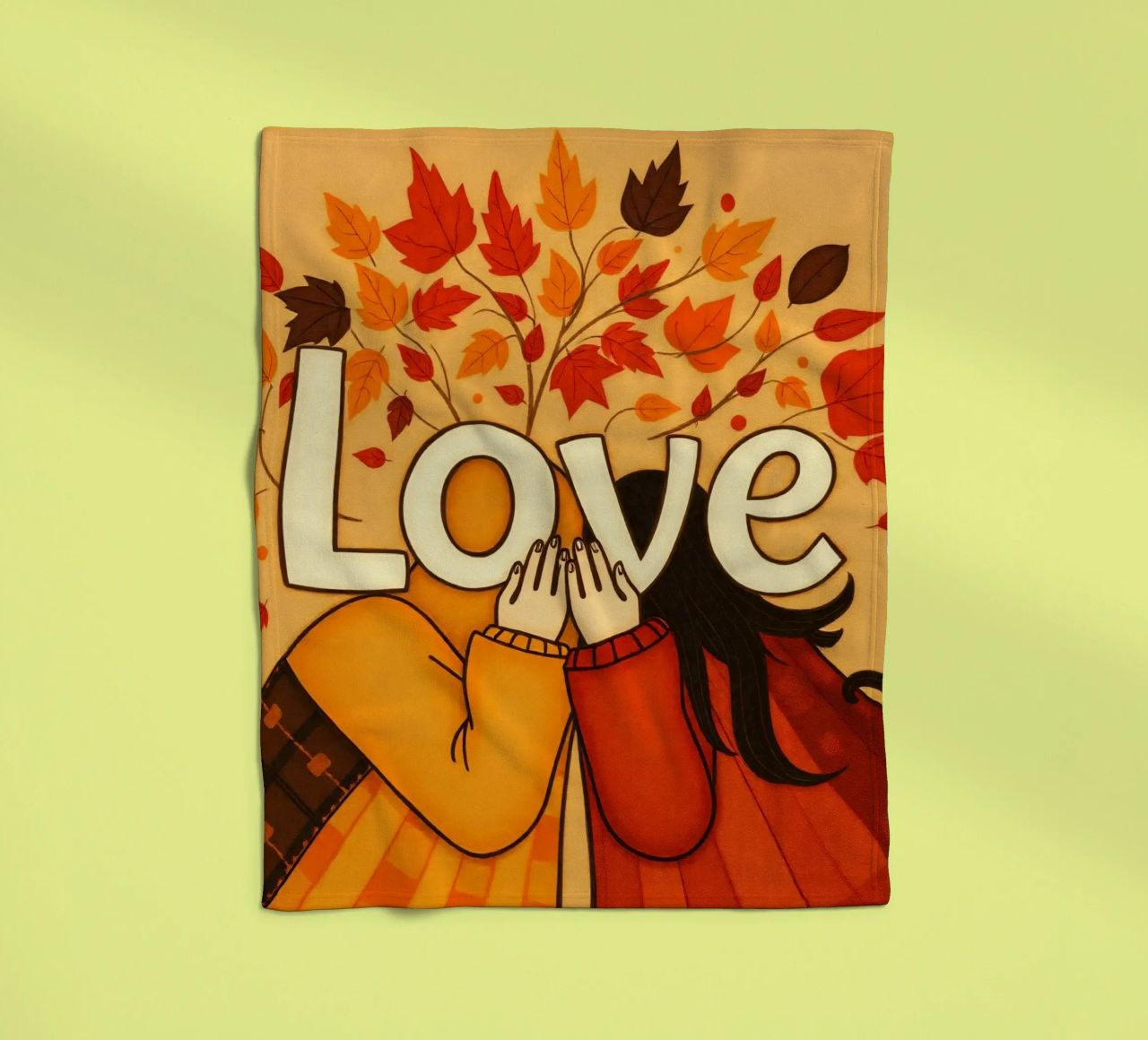 Un'opera d'arte che simboleggia l'unità e l'amore, utilizzando le calde tonalità della terra. coperta in pile da DesignDoodle