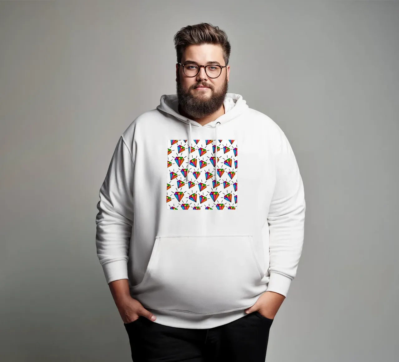 Cute colorful diamonds pattern felpa con cappuccio da baobabprintstore