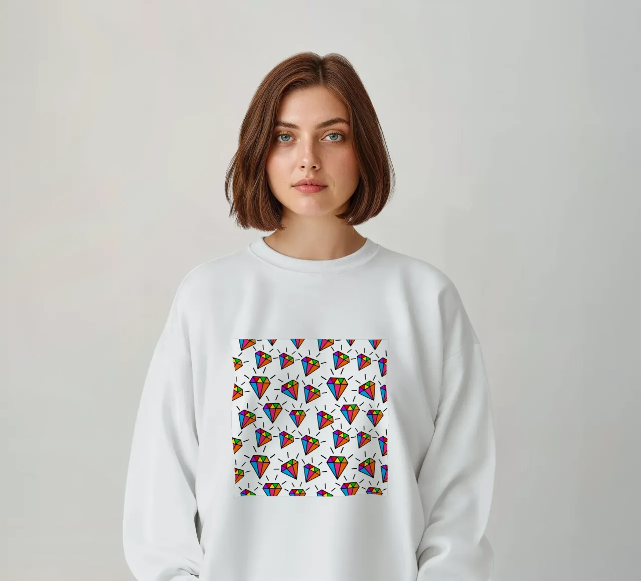 Cute colorful diamonds pattern felpa da baobabprintstore