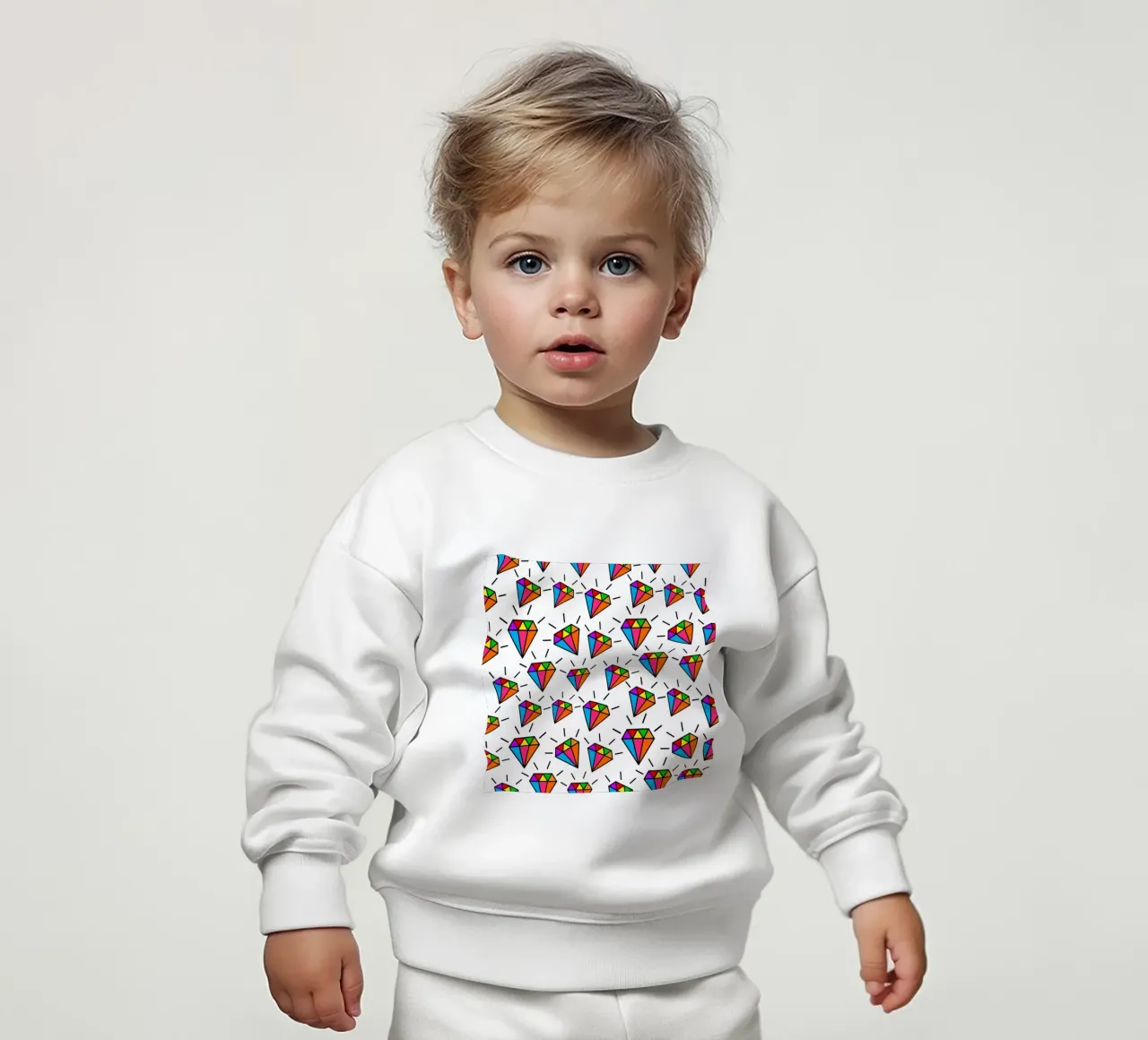 Cute colorful diamonds pattern felpa neonato da baobabprintstore