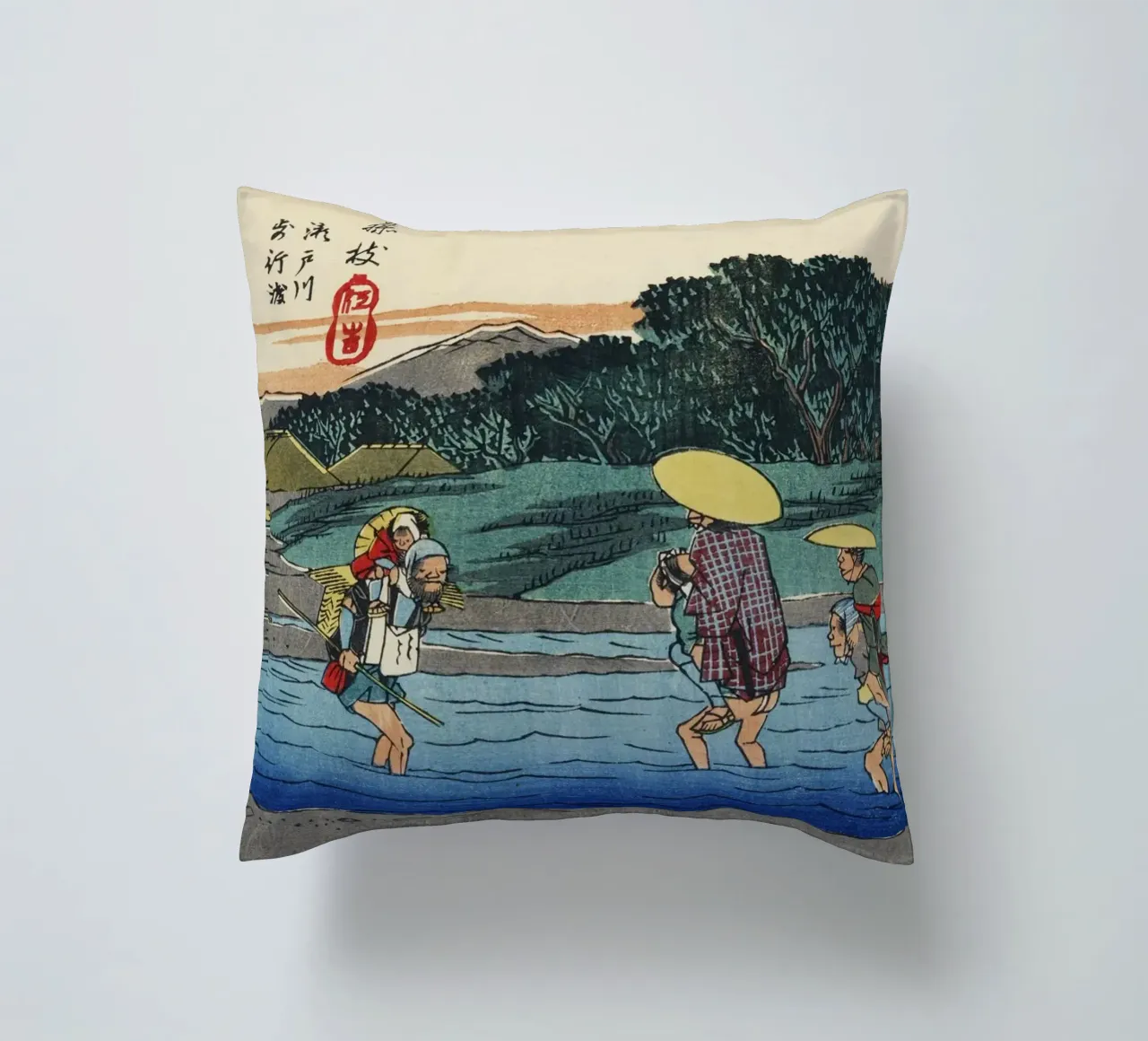 Ando Hiroshige - Fujieda (1830-1850 circa) cuscino da Wirla