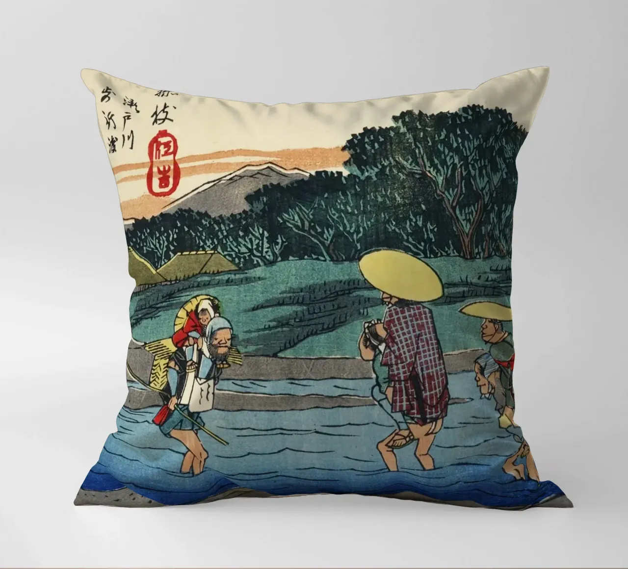 Ando Hiroshige - Fujieda (1830-1850 circa) cuscino da Wirla