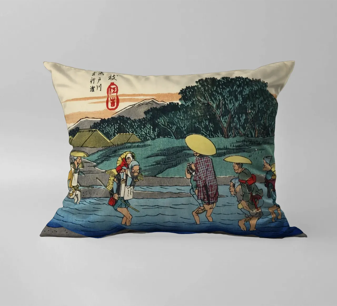 Ando Hiroshige - Fujieda (1830-1850 circa) cuscino da Wirla
