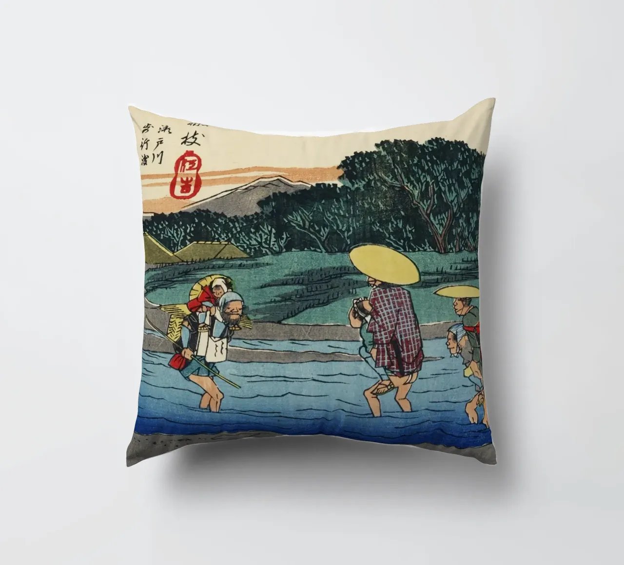 Ando Hiroshige - Fujieda (1830-1850 circa) cuscino da Wirla