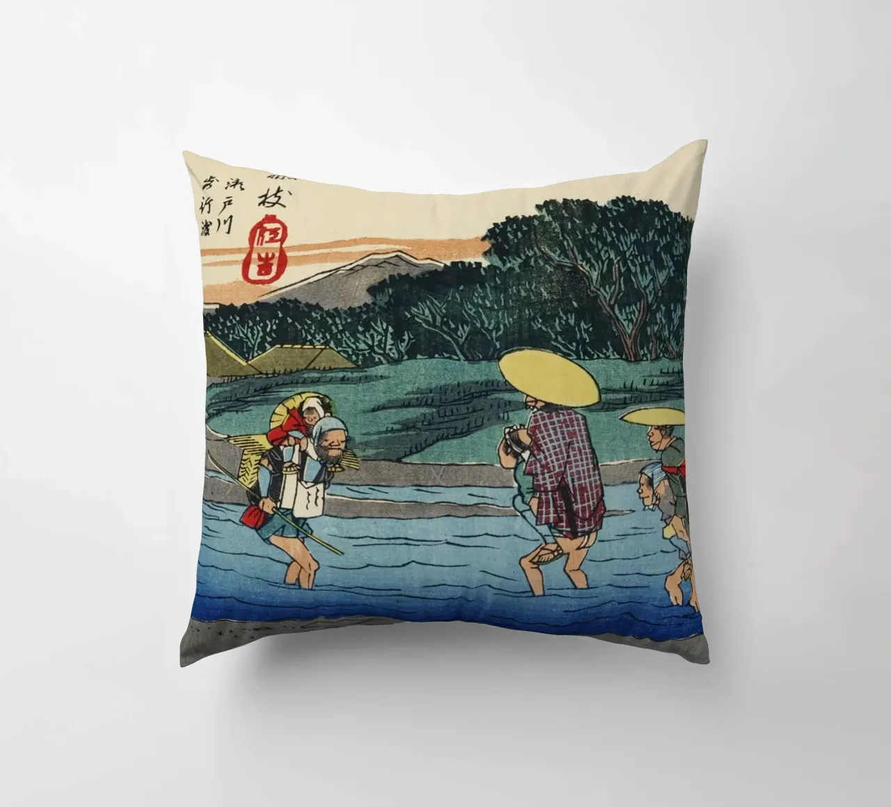 Ando Hiroshige - Fujieda (1830-1850 circa) cuscino da Wirla