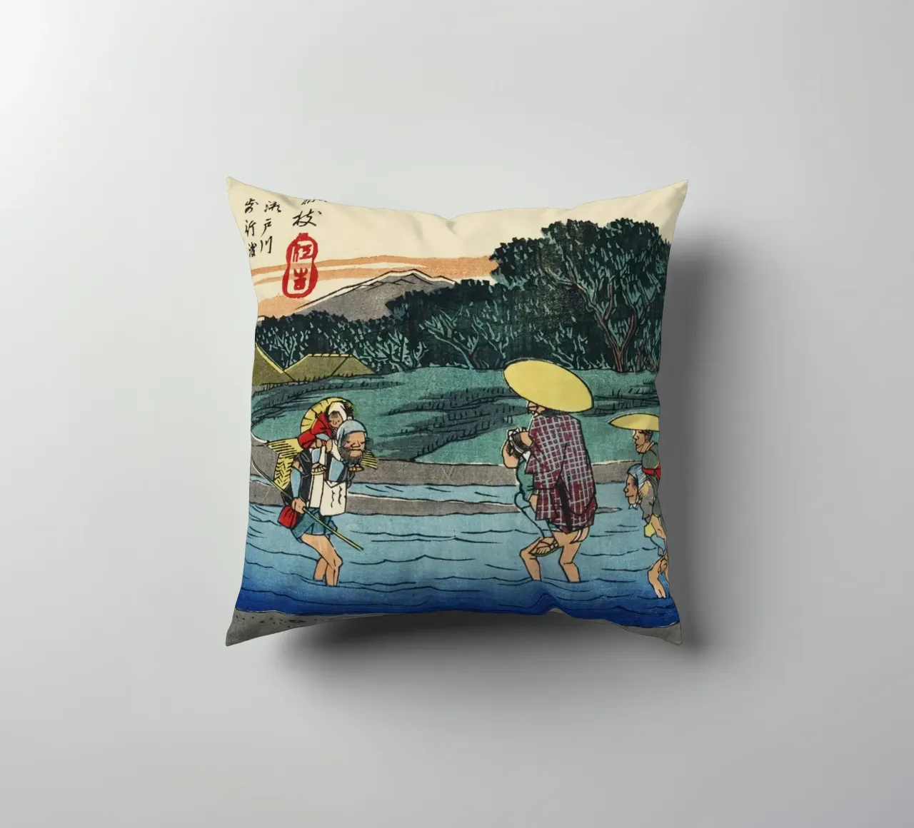 Ando Hiroshige - Fujieda (1830-1850 circa) cuscino da Wirla