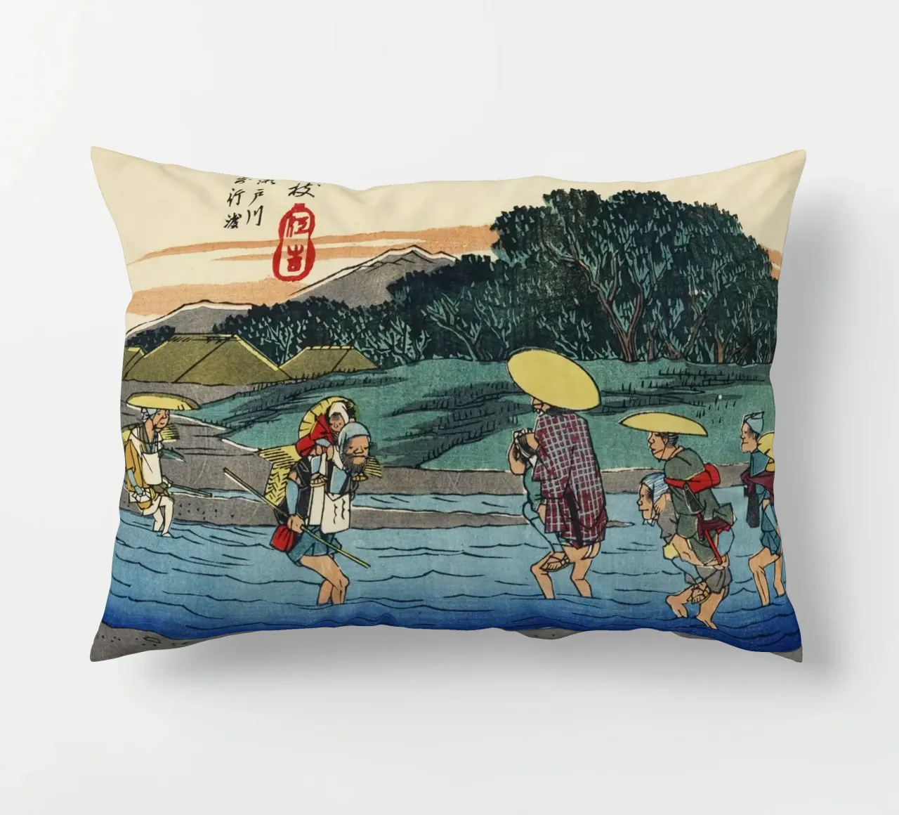 Ando Hiroshige - Fujieda (1830-1850 circa) cuscino da Wirla