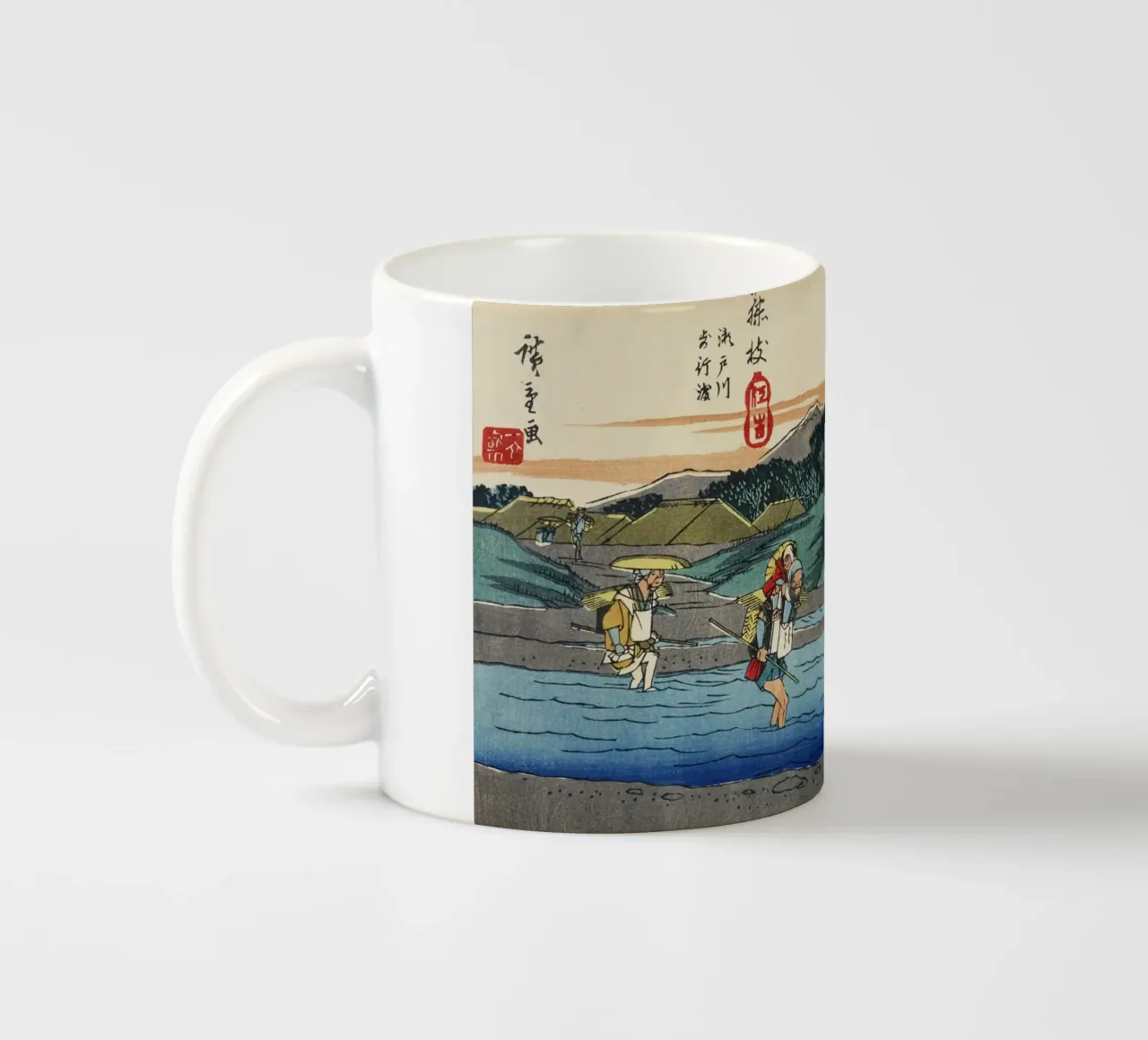 Ando Hiroshige - Fujieda (1830-1850 circa) tazza in ceramica da Wirla