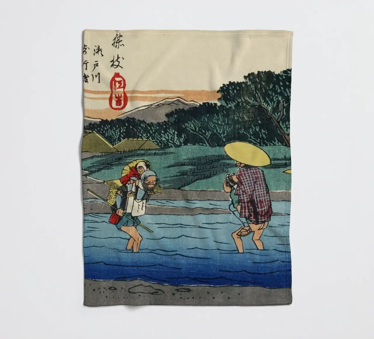 Ando Hiroshige - Fujieda (1830-1850 circa) coperta in pile da Wirla