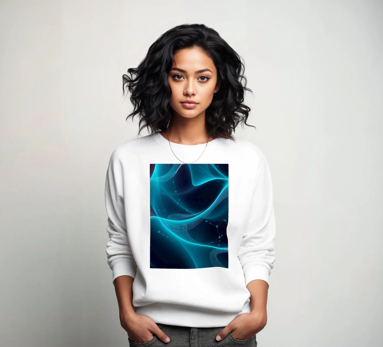 Vibrant digital waves create abstract patterns and depth sweatshirt by DesignDoodle