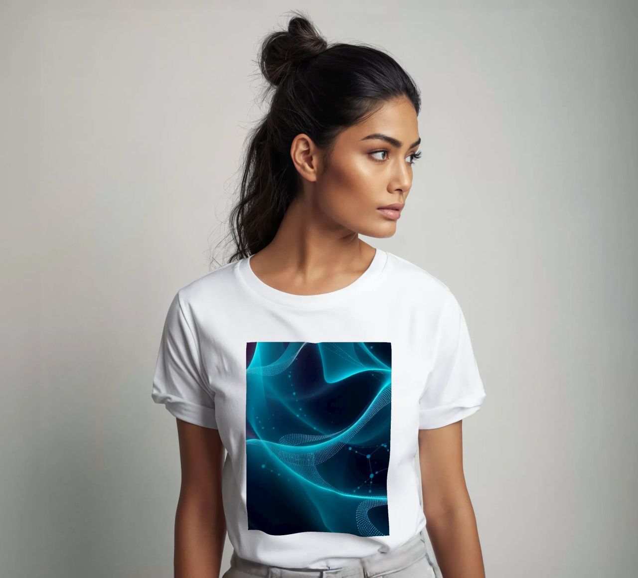 Vibrant digital waves create abstract patterns and depth t-shirt by DesignDoodle