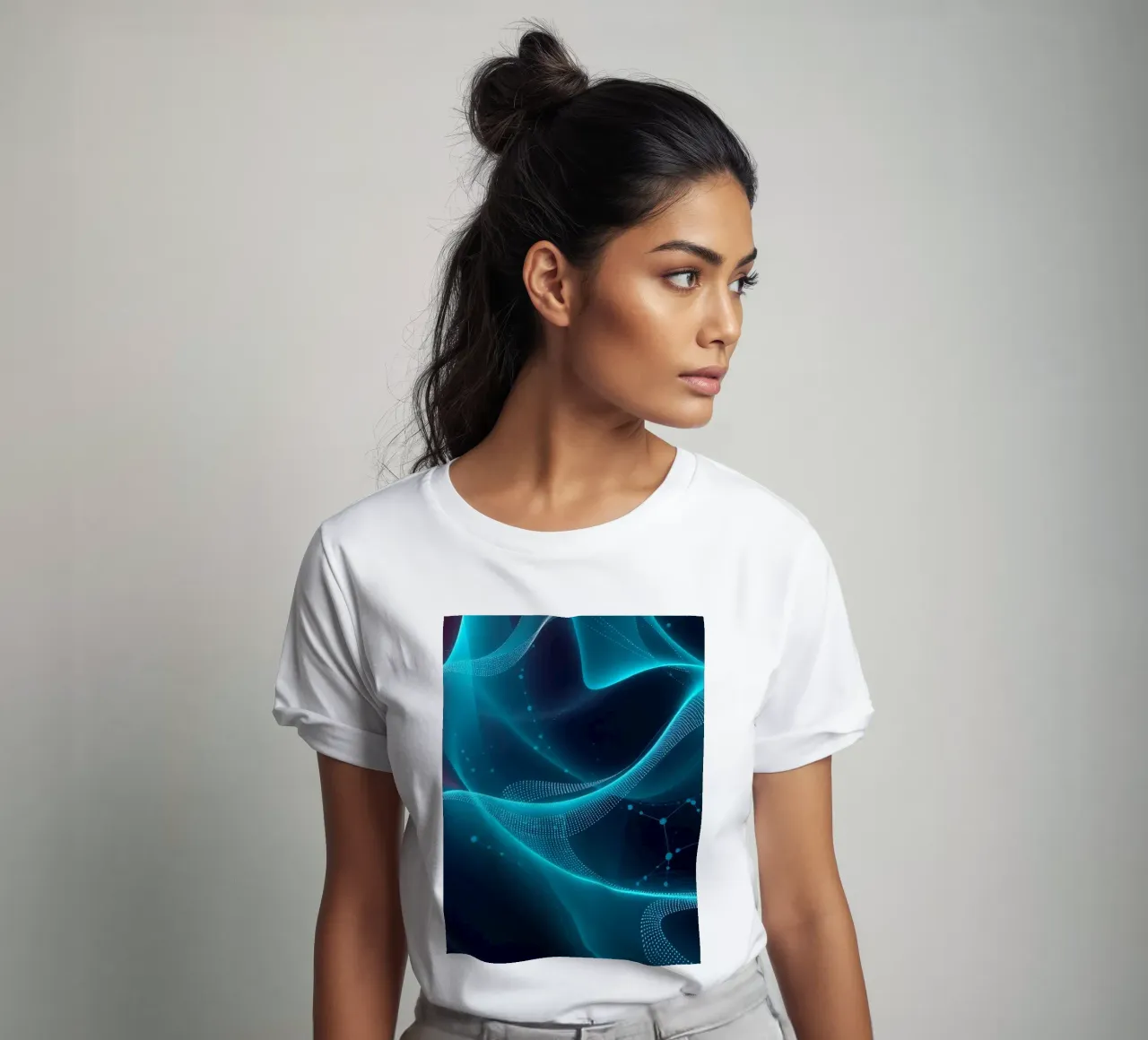 Vibrant digital waves create abstract patterns and depth t-shirt by DesignDoodle