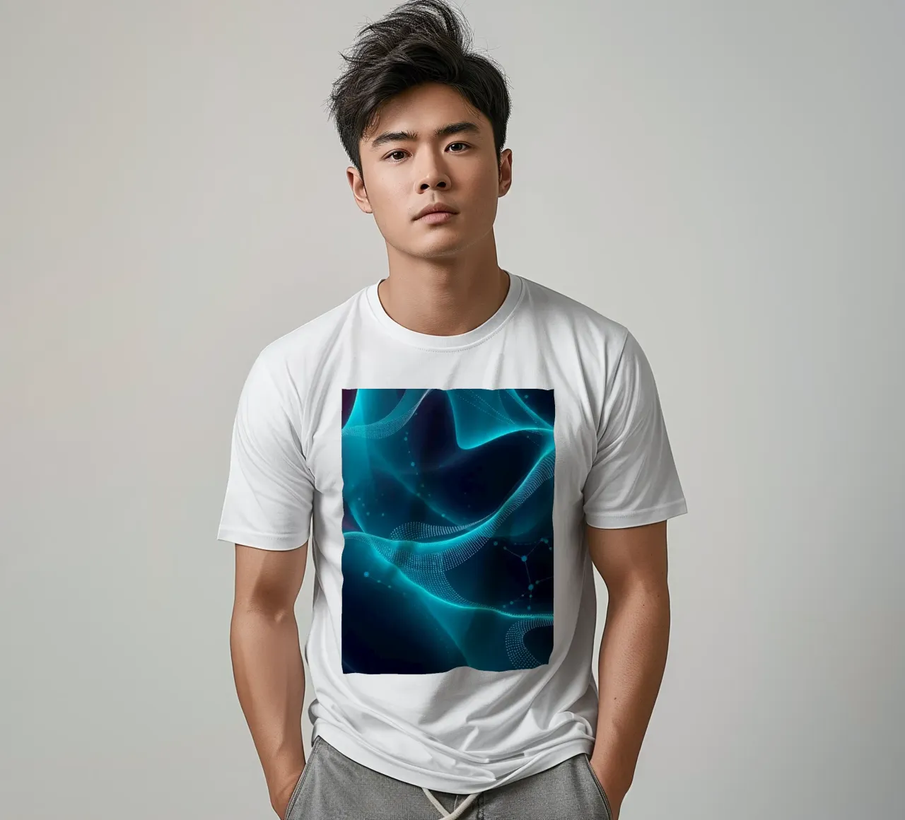 Vibrant digital waves create abstract patterns and depth t-shirt by DesignDoodle
